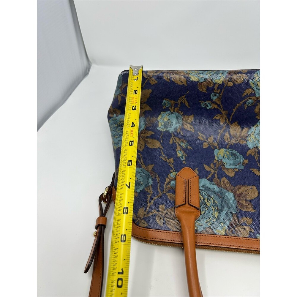 Lauren Ralph Lauren Satchel Top Shoulder Handle Bag Medium Navy Floral Zip - Picture 13 of 13